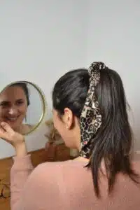 FOULARD CHEVEUX FOULCHIE LEOPARD SATIN