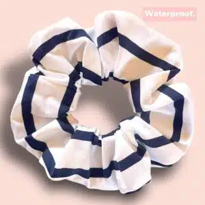 Chouchou “Sirène” – Waterproof – Blanc rayures marine