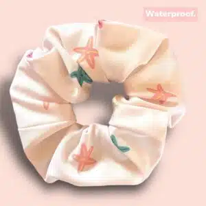Chouchou “Sirène” – Waterproof – Ecru imprimé étoiles de mer