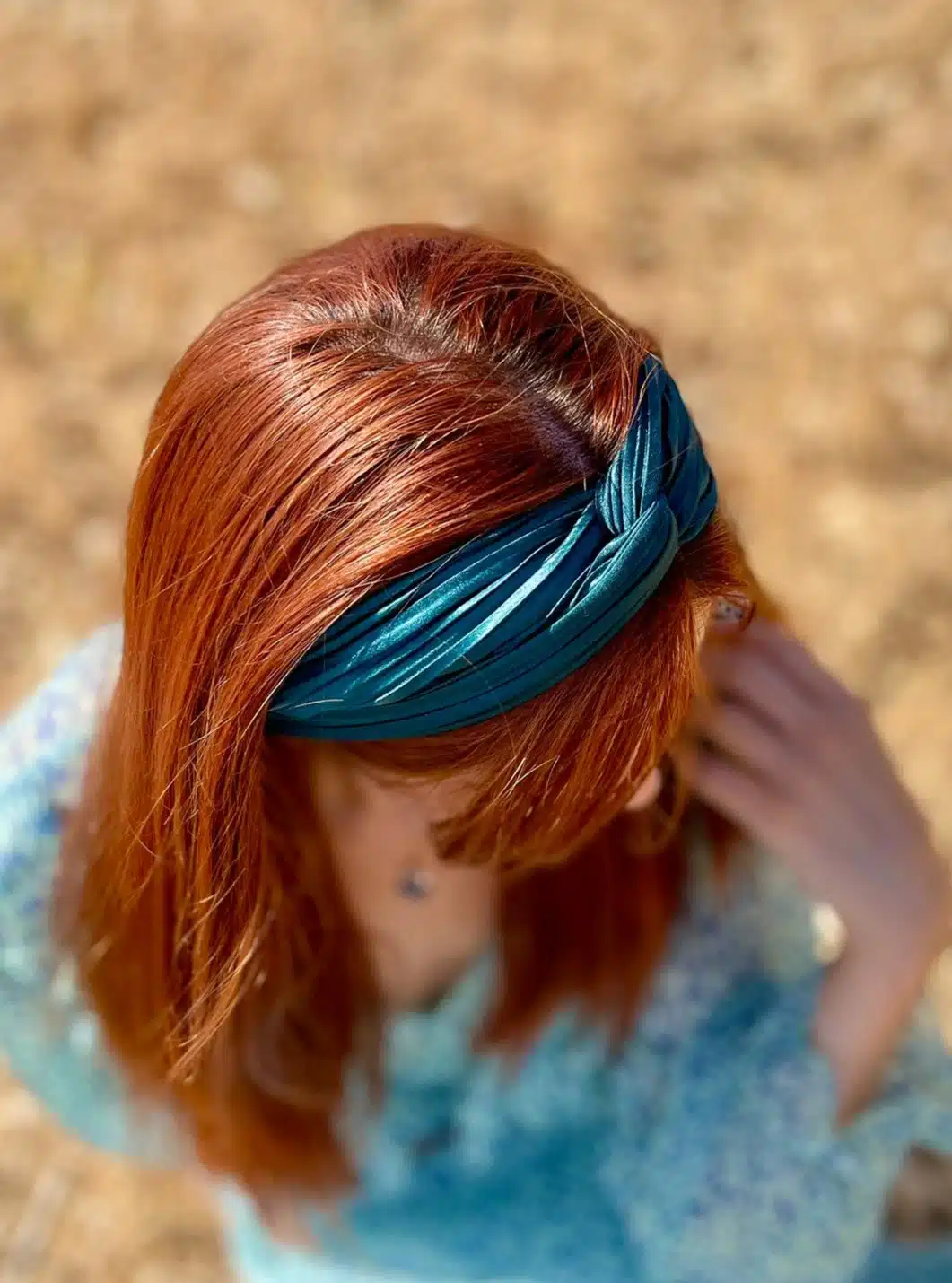 HBA.PLI28 Headband "Aube" - Plissé - "Rosie" - Vert canard