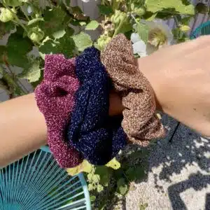 Chouchou “Sirène” – Waterproof – Bleu marine pailleté