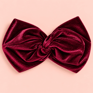 Bandeau turban Paloma en velours bordeaux avec effet croisé sur le devant