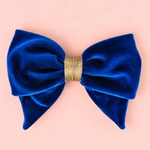 Barrette à grand nœud en velours bleu roi Paloma