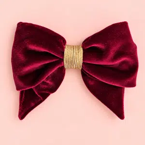 Barrette à nœud en velours bordeaux Paloma, fabriquée à la main