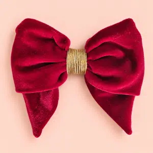 Barrette Nœud - Velours - "Paloma" - Rouge Carmin